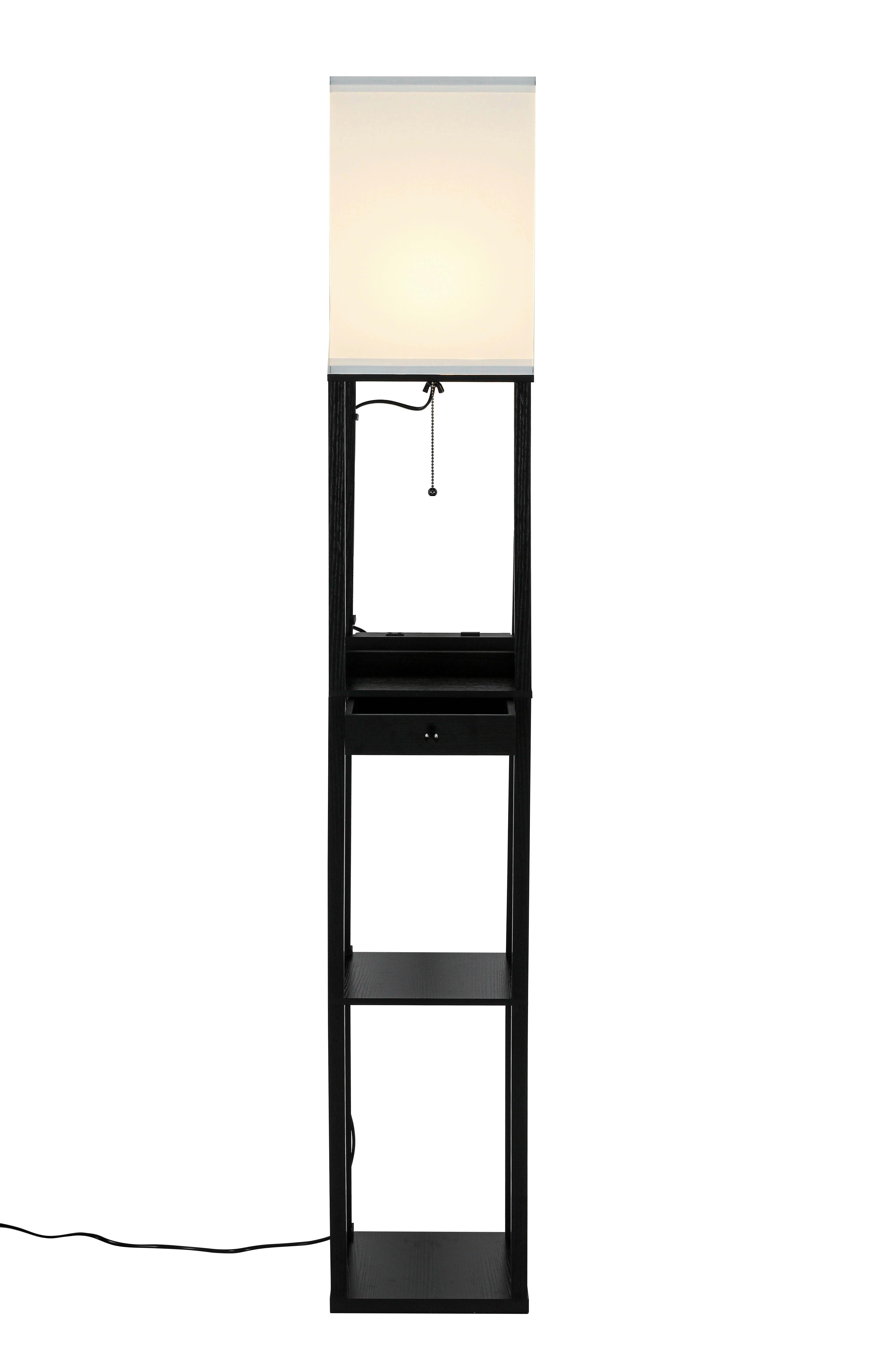 GOLVLAMPA SVEN - vit/svart, Basics, metall/trämaterial (26/160/26cm)