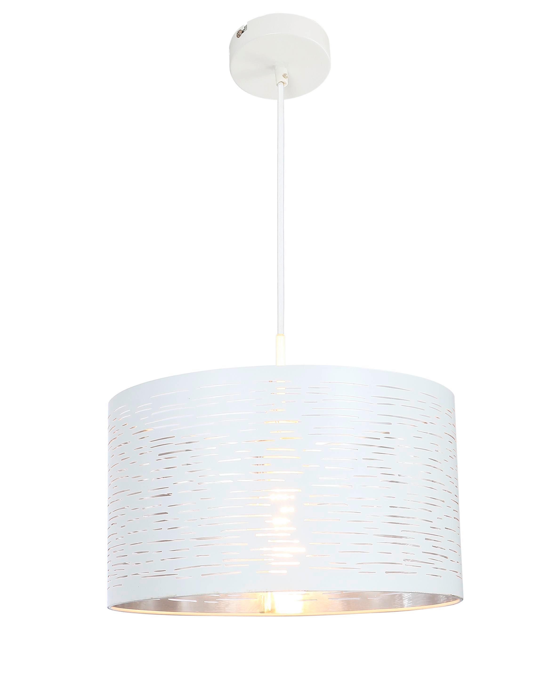 Hängeleuchte Barca in Weiß max. 40 Watt - Chromfarben/Weiß, Design, Kunststoff/Metall (38/120cm) - Globo