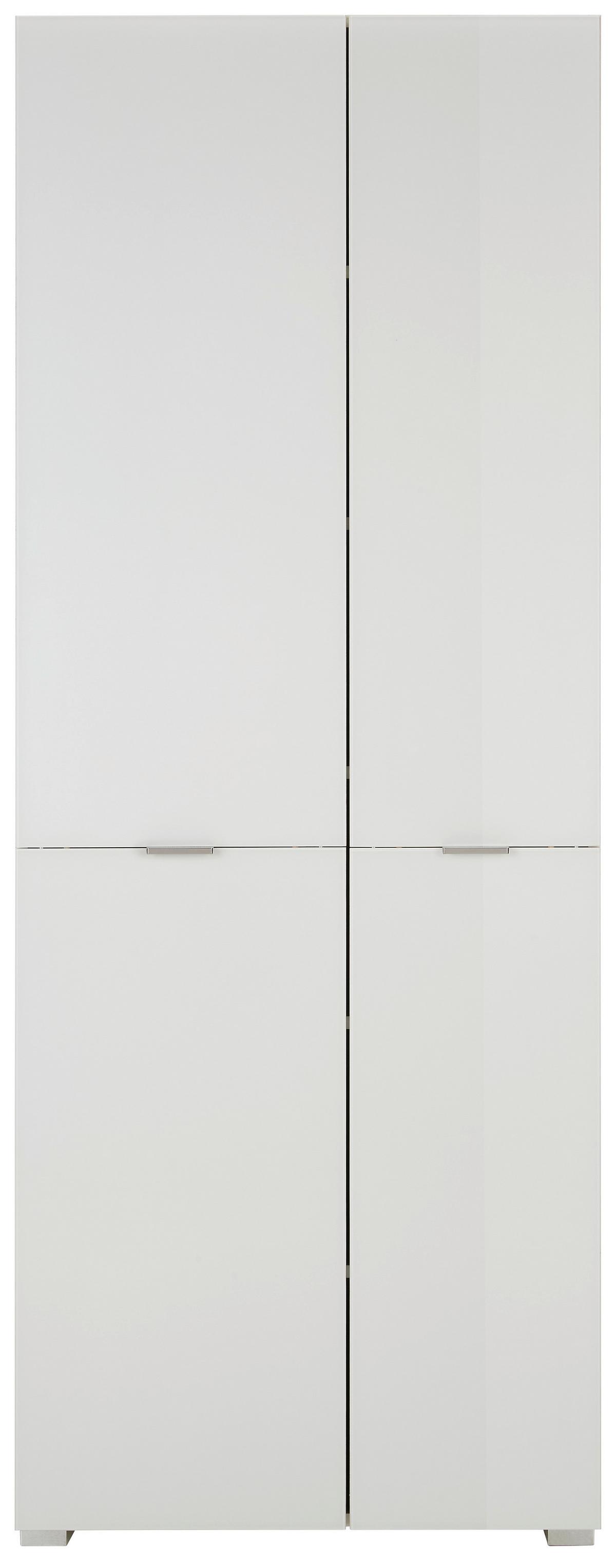 Garderobenschrank in Weiss - Chromfarben/Weiss, Modern, Glas/Holzwerkstoff (74/194/37cm) - Premium Living