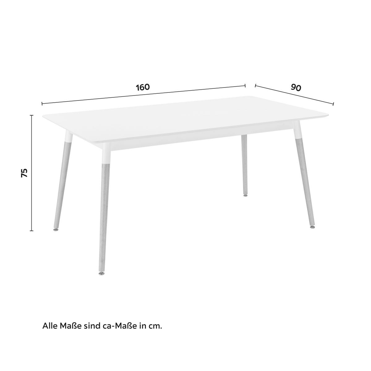 Stol Za Blagovaonicu Alena - bijela/boje hrasta, Moderno, drvni materijal/drvo (160/90/75cm) - Bessagi Home
