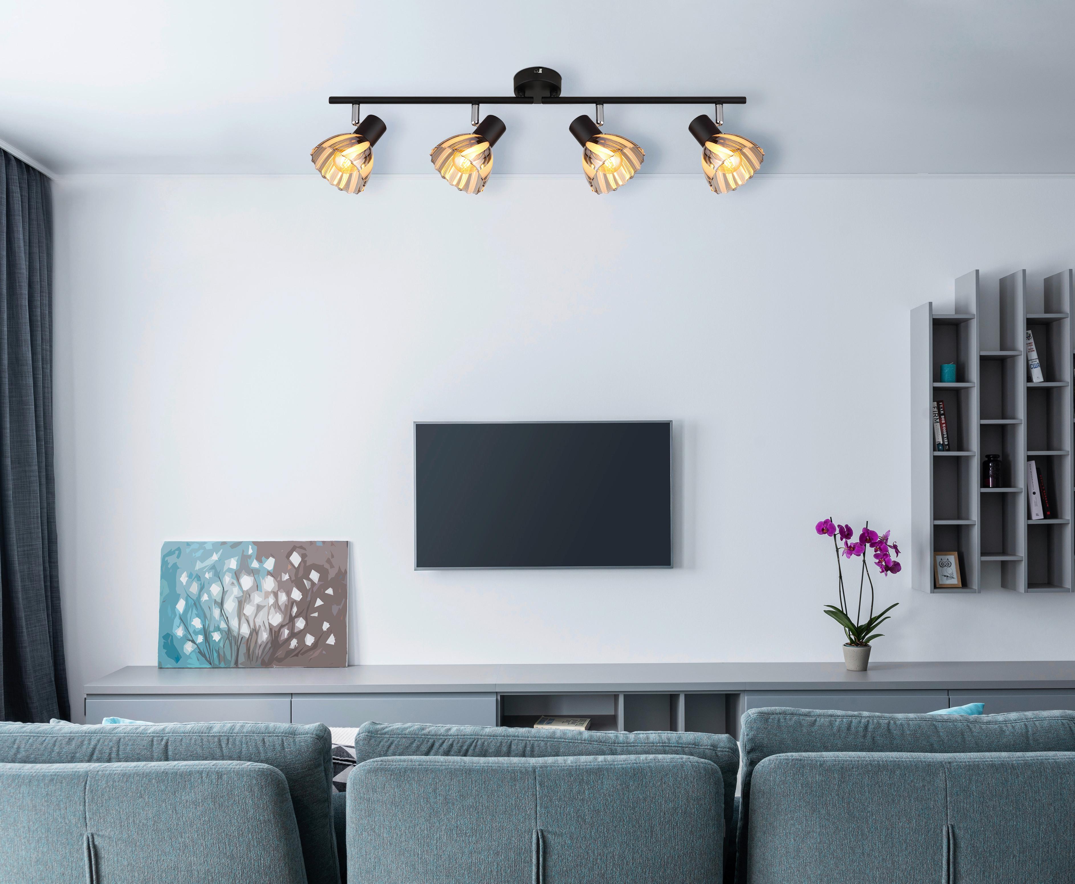 STRAHLER 54315S-4 ZACHERY - Schwarz/Grau, Konventionell, Glas/Metall (70/13/19cm) - Globo