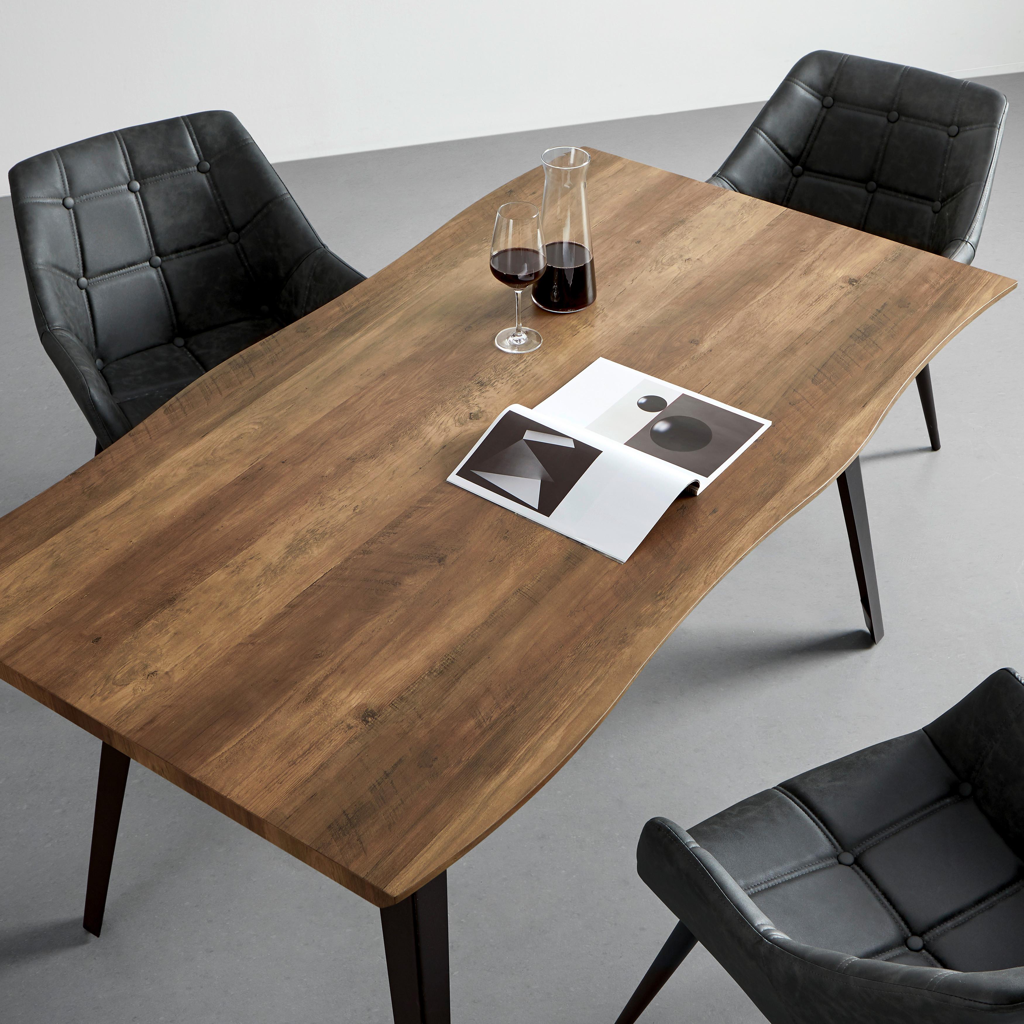 Esstisch Diego Eichenfarben MDF ca. 160x90 cm - Eichefarben/Schwarz, MODERN, Holzwerkstoff/Metall (160/76/90cm) - Bessagi Home