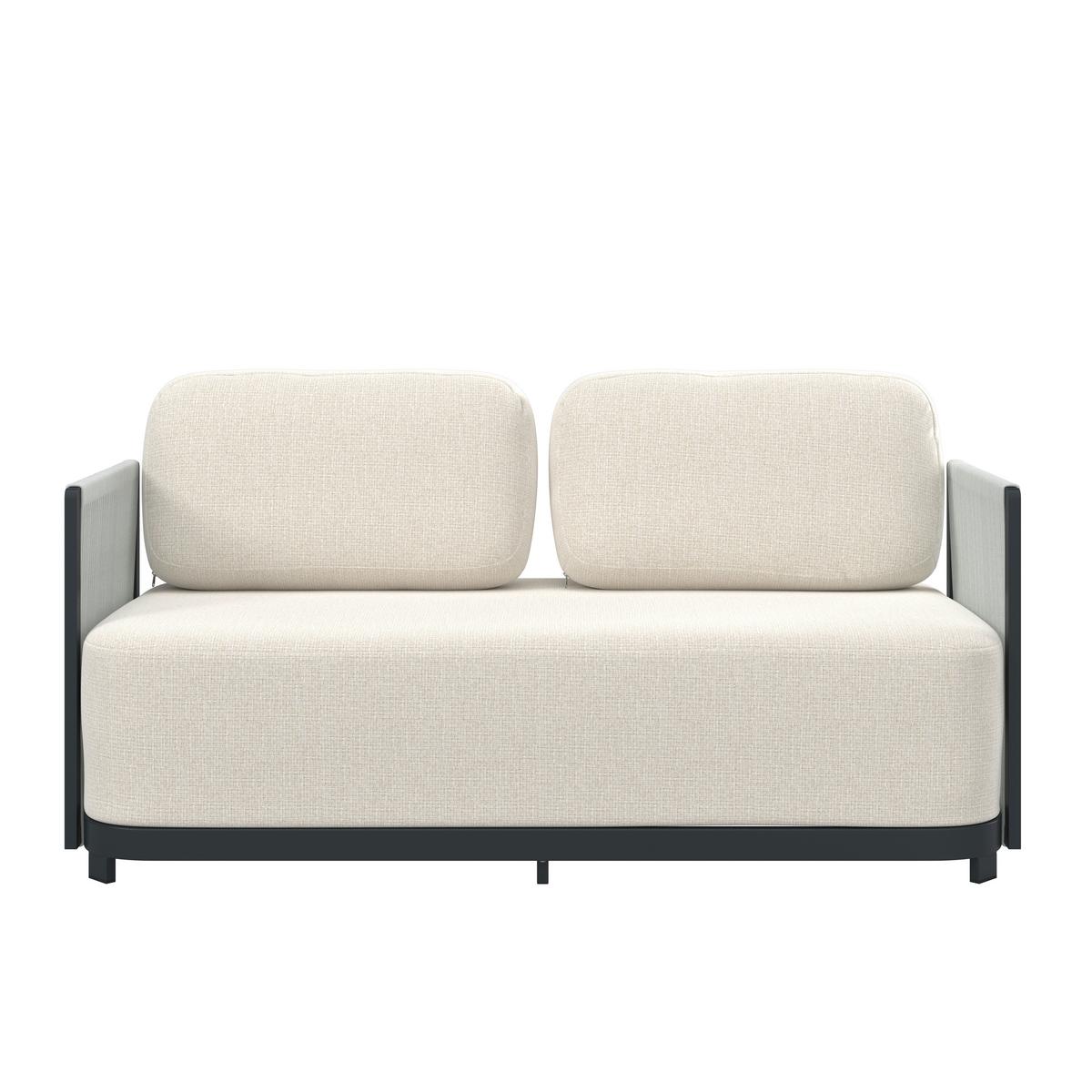 Loungegarnitur Coralie Creme Metall/Outdoorstoff +Abdeckung - Anthrazit/Creme, MODERN, Textil/Stein (155/62cm) - Bessagi Garden