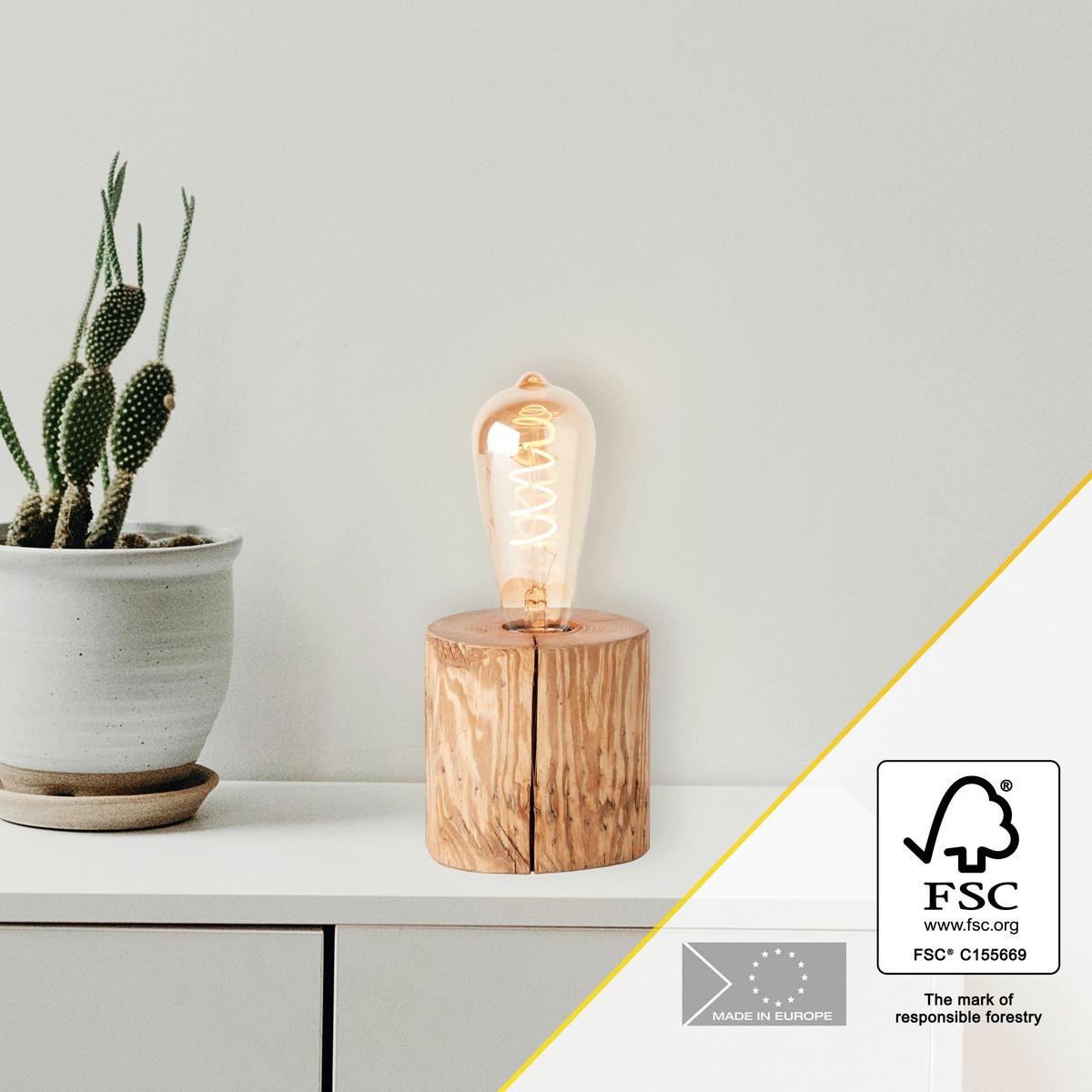 Tischleuchte Trabo Kieferfarben max. 25 Watt - Kieferfarben, Natur, Holz (10/10cm) - Brilliant