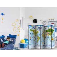 Paravan World Map For Kids, 5-Delni, Dvostranski - večbarvno, Basics, tekstil/les (225/172/3cm) - artgeist