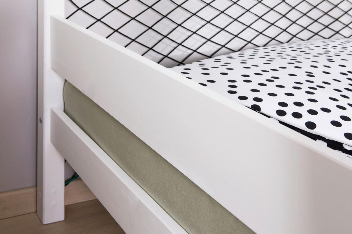 Postelja Soccer, 90x200cm, 1x Letveno Dno, 1x Vzmetnica - bela/naravne barve, Moderno, tekstil/les (90/200cm) - MID.YOU