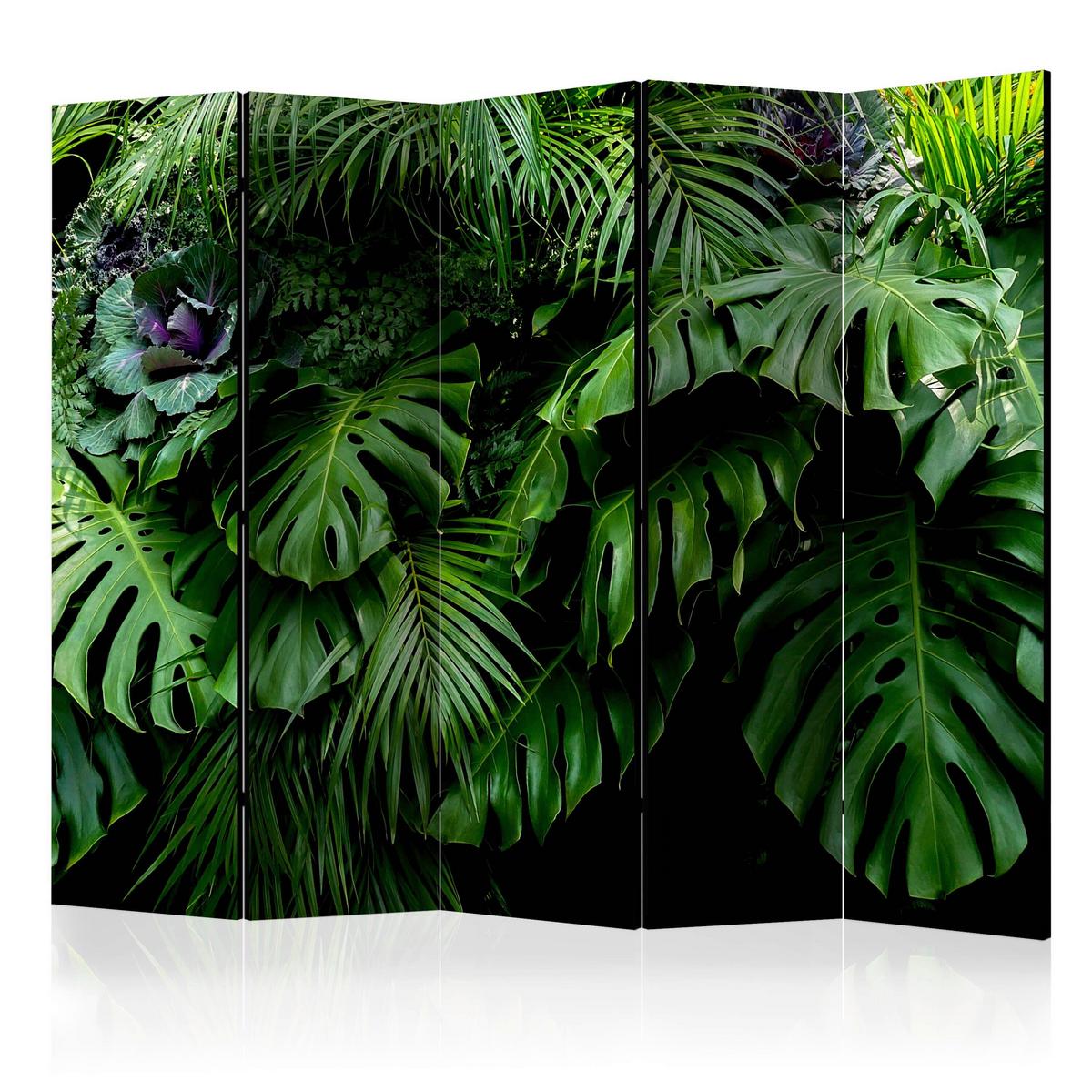 Paravan Rainforest I, 5-Delni, Akustičen - svetlo modra/črna, Basics, umetna masa/tekstil (225/172/3cm) - artgeist