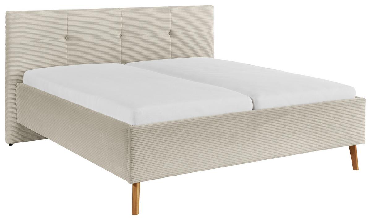 Polsterbett Meila inkl. Stauraum, ca. 160x200cm - Birkefarben/Beige, KONVENTIONELL, Holz/Textil (160/200cm) - Premium Living
