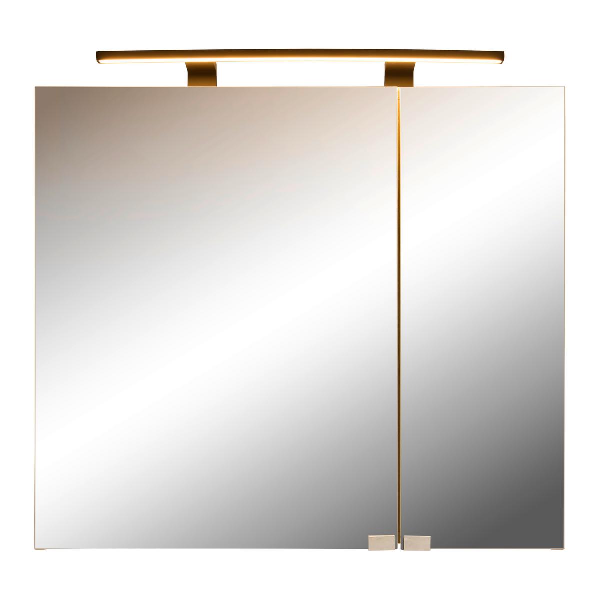 Spiegelschrank Aris Eichefarben - Eichefarben/Schwarz, MODERN, Glas/Holzwerkstoff (80/70/20cm) - Mömax