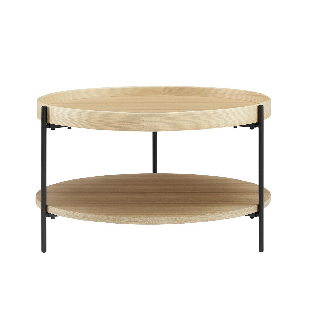 Set Klubskih Mizic Rund, Barva Hrasta, 2-Delni - črna/barve hrasta, Design, kovina/leseni material (44-69/44-69/49-39cm) - Livetastic