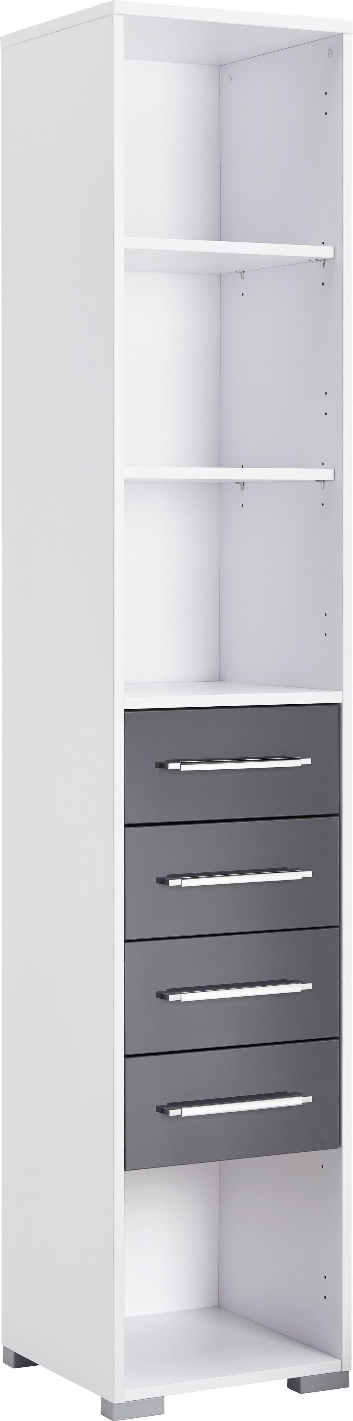 Aktenregal Weiss - Weiss/Silberfarben, Modern, Holzwerkstoff/Kunststoff (42,1/214,5/40cm) - Mömax