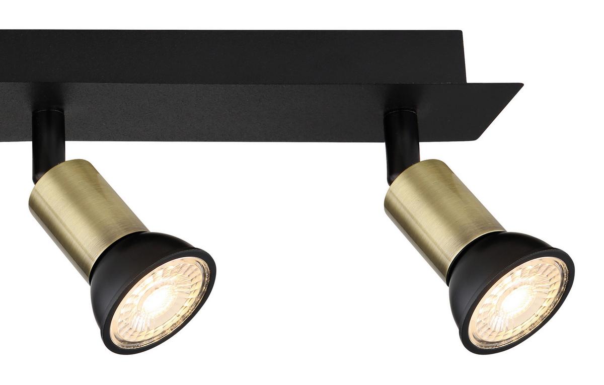 Strahler Drew in Schwarz/Gold max. 35 Watt - Goldfarben/Schwarz, Design, Metall (50/6/9cm) - Globo
