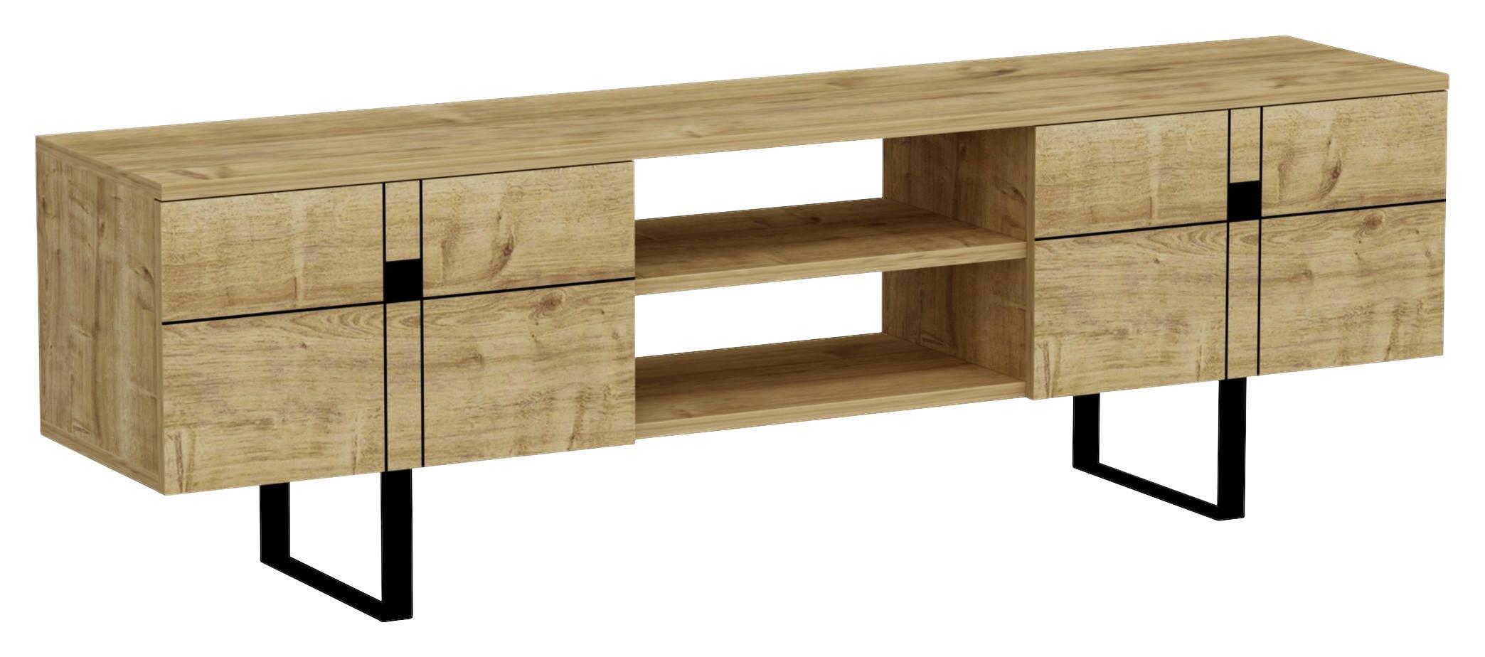 Lowboard "Zeus", Eichenfarben - Eichefarben/Walnussfarben, Design, Holzwerkstoff (160/50/35cm) - Livetastic