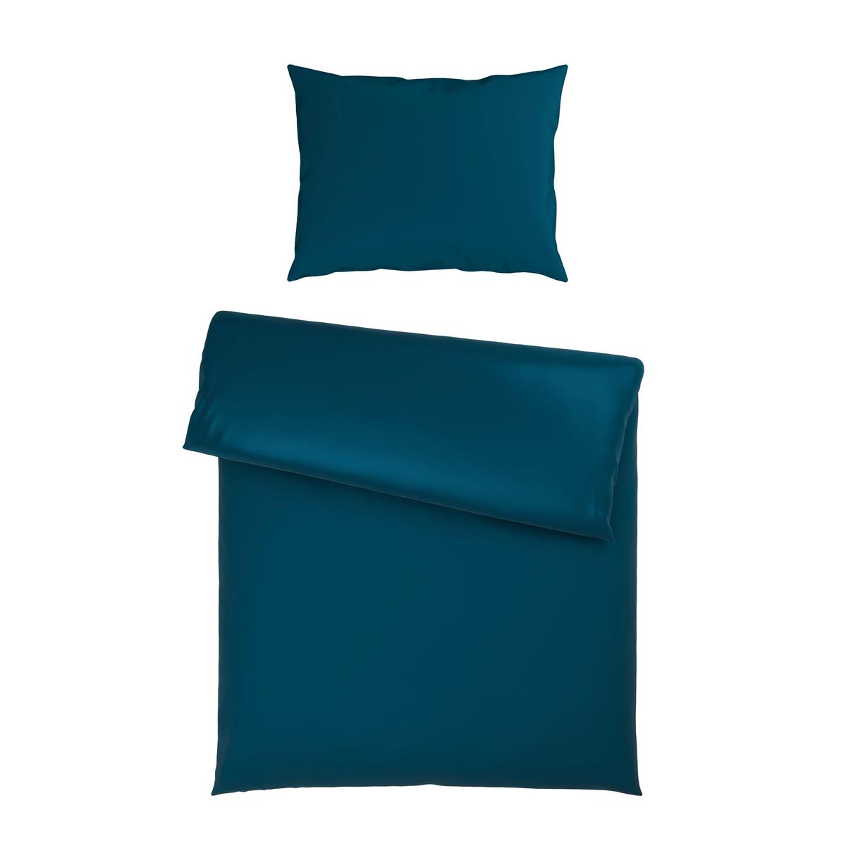 Bettwäsche Xenia Uni Blau ca. 140x200cm - Blau, MODERN, Textil (140/200cm) - Premium Living