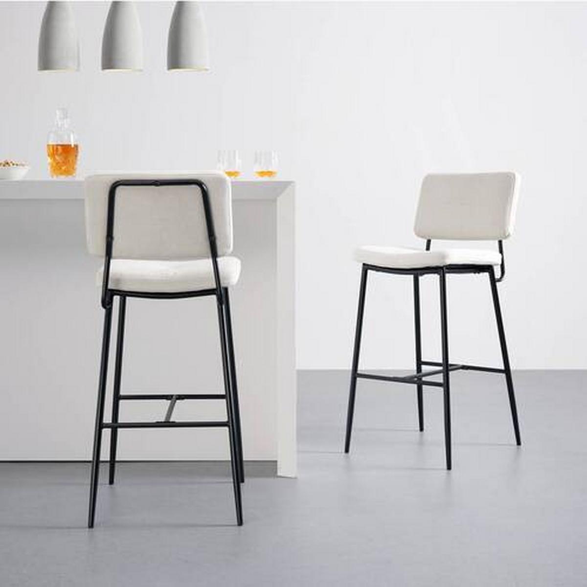 Barhocker Neta Beige Webstoff Gepolstert - Beige/Schwarz, MODERN, Holz/Textil (43/103/52cm) - Bessagi Home