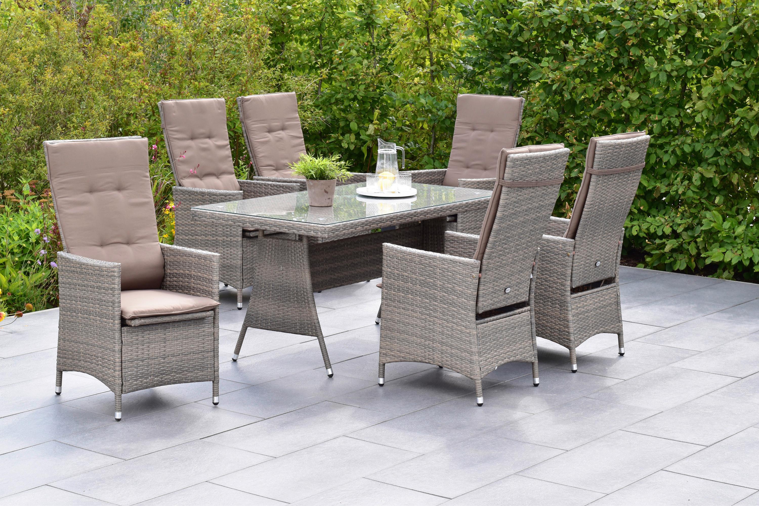 GARTENSET VALENCIA - Beige/Grau, MODERN, Kunststoff/Textil (180/147/183cm) - Gardenson