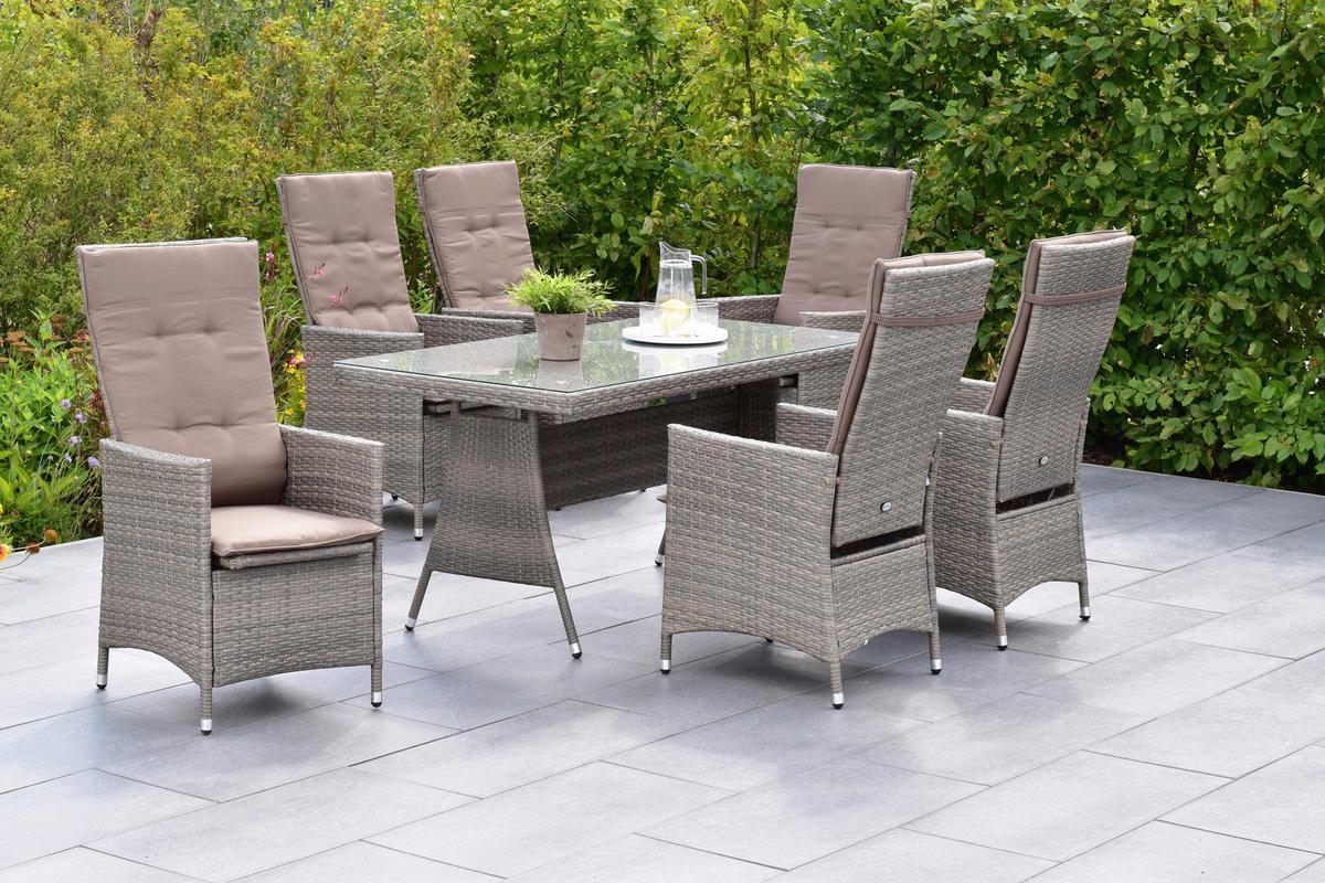 GARTENSET VALENCIA - Beige/Grau, MODERN, Kunststoff/Textil (180/147/183cm) - Gardenson