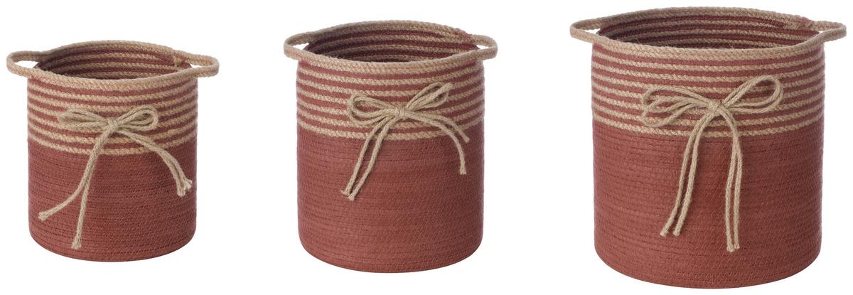 Korb Holly Natur/Dunkelrot Ø ca. 21cm - Naturfarben/Dunkelrot, Papier/Textil (21/25cm) - Mömax