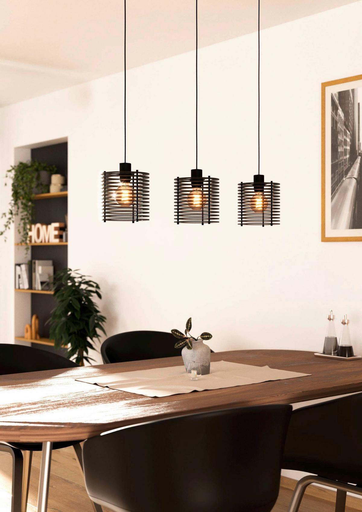 Hängeleuchte 900738_segovia - Schwarz, Design, Holz/Metall (88/18/110cm) - Eglo
