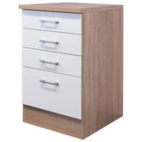 Kuhinjska Spodnja Omarica Samoa, Bela, Barva Hrasta - bela/barve aluminija, Konvencionalno, umetna masa/leseni material (50,5/85/57cm) - FlexWell