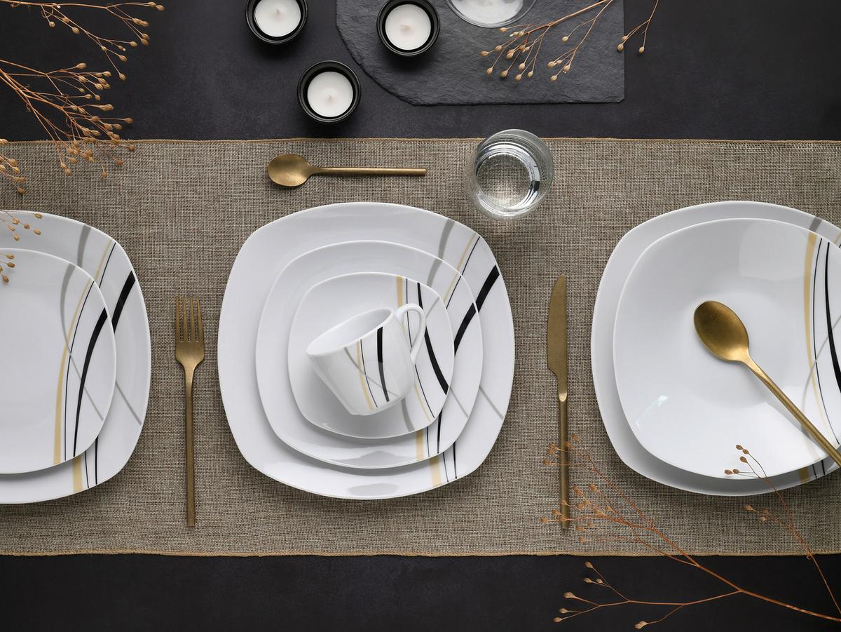 Kombiservice Square City Line Weiß, 30 teilig - Weiß, Trend, Keramik - Creatable