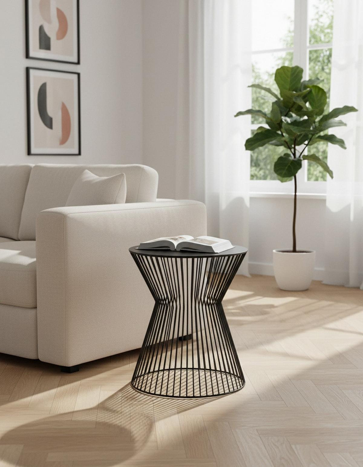 STOLIK BOCZNY MARA - czarny, Trend, metal (35/35/38cm) - Carryhome