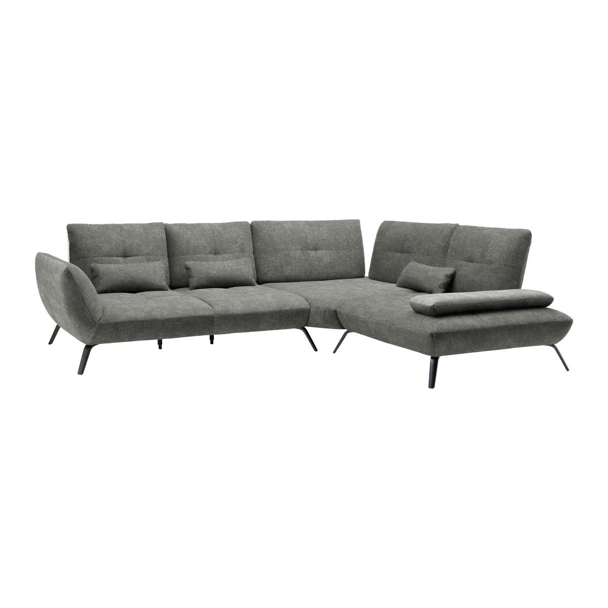 Wohnlandschaft Trendy Dunkelgrau - Dunkelgrau/Schwarz, MODERN, Holzwerkstoff/Textil (310/93/250cm) - Premium Living