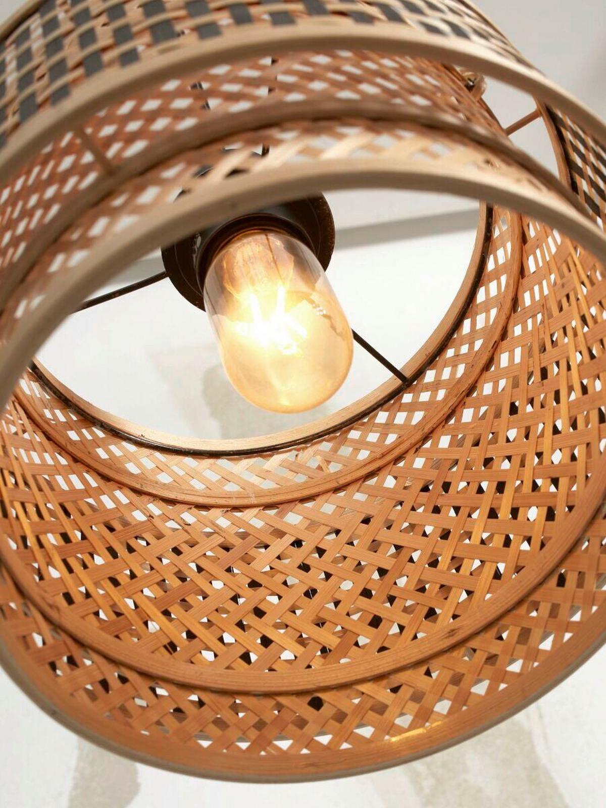 Stropna Svetilka Bhutan, Črna, Bambus - črna/naravne barve, Trend, les (25/20cm) - Good & Mojo