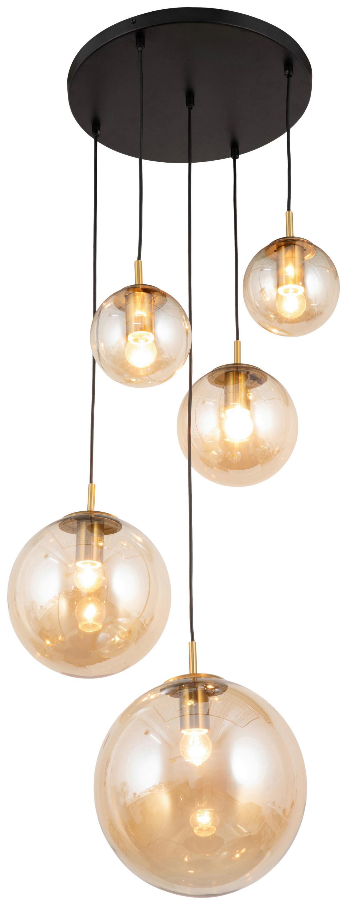 LAMPA WISZĄCA PEARL - kolor bursztynowy, Trend, metal/szkło (62/135cm) - Novel