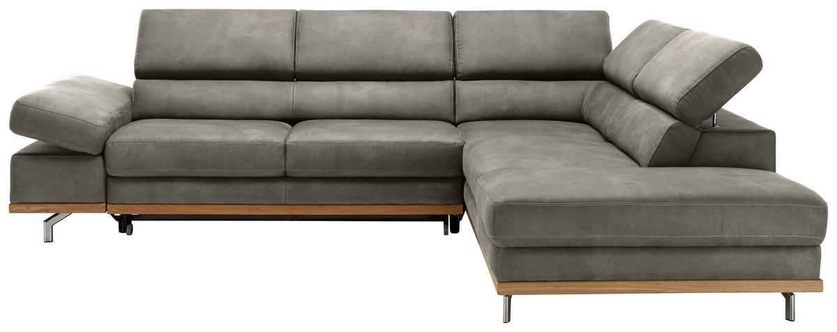 Ecksofa Carmen Silber mit Bettfunktion - Chromfarben/Silberfarben, KONVENTIONELL, Holz/Textil (292/93/226cm) - Based