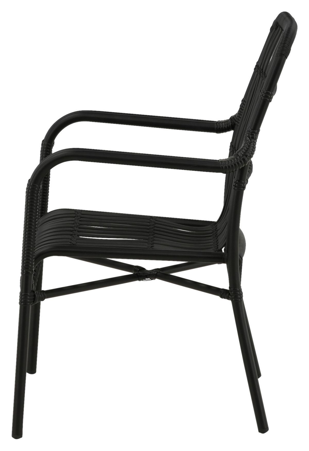 Loungesessel Rizal ca. 57x90 cm Schwarz - Schwarz, KONVENTIONELL, Kunststoff/Metall (57/90/64cm) - Gardenson
