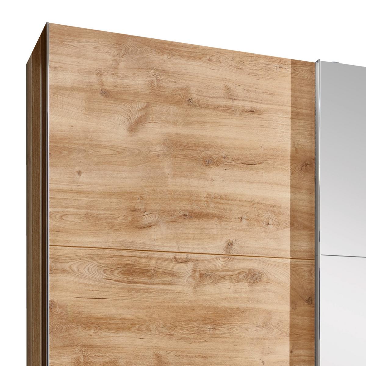 Ormar S Kliznim Vratima Level - boje hrasta/boje kroma, Moderno, staklo/drvni materijal (250/216/65cm) - Modern Living