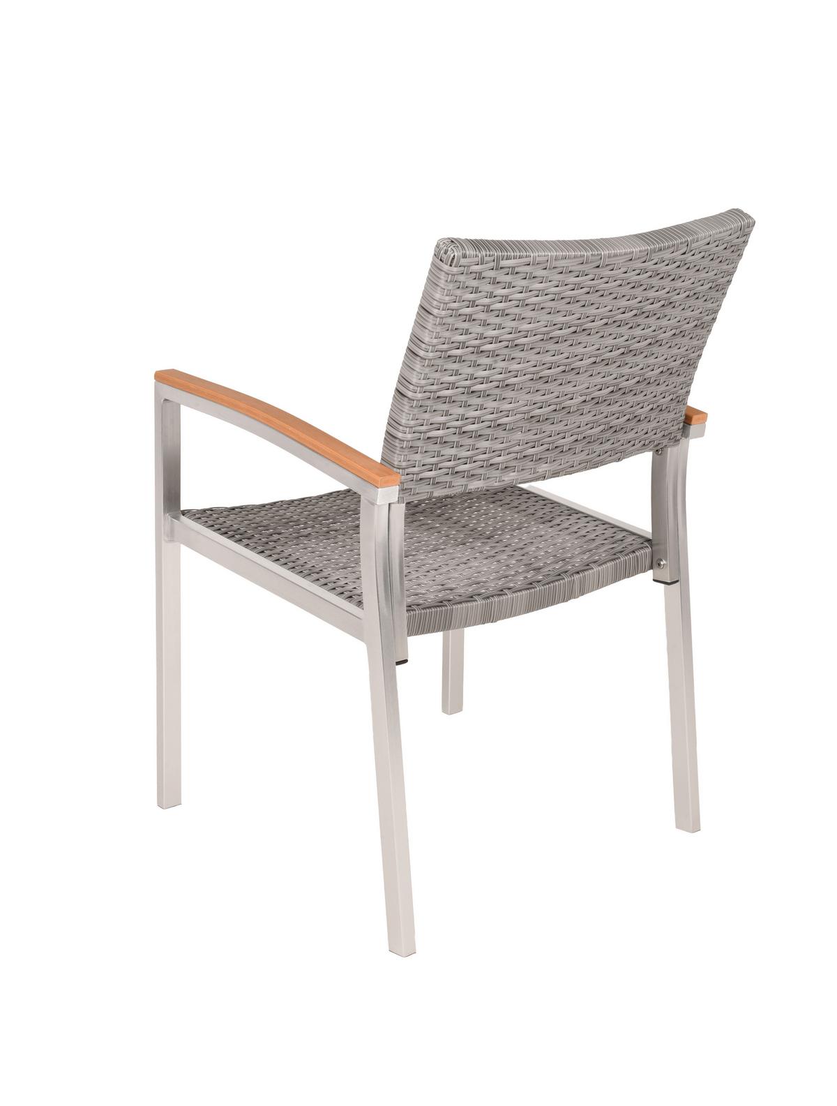 Gartenstuhl-Set Livorno Braun, 2er Set - Silberfarben/Hellgrau, MODERN, Kunststoff/Metall (60/84/55cm) - Gardenson