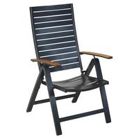 Gartenklappsessel Astros ca. 60x114cm Alu/Akazie massiv - Graphitfarben/Naturfarben, MODERN, Holz/Metall (60/114/68cm) - Gardenson