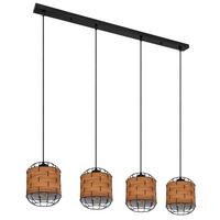 Viseča Svetilka 15665-4h - črna/rjava, Basics, kovina/umetna masa (100/18/120cm) - Globo