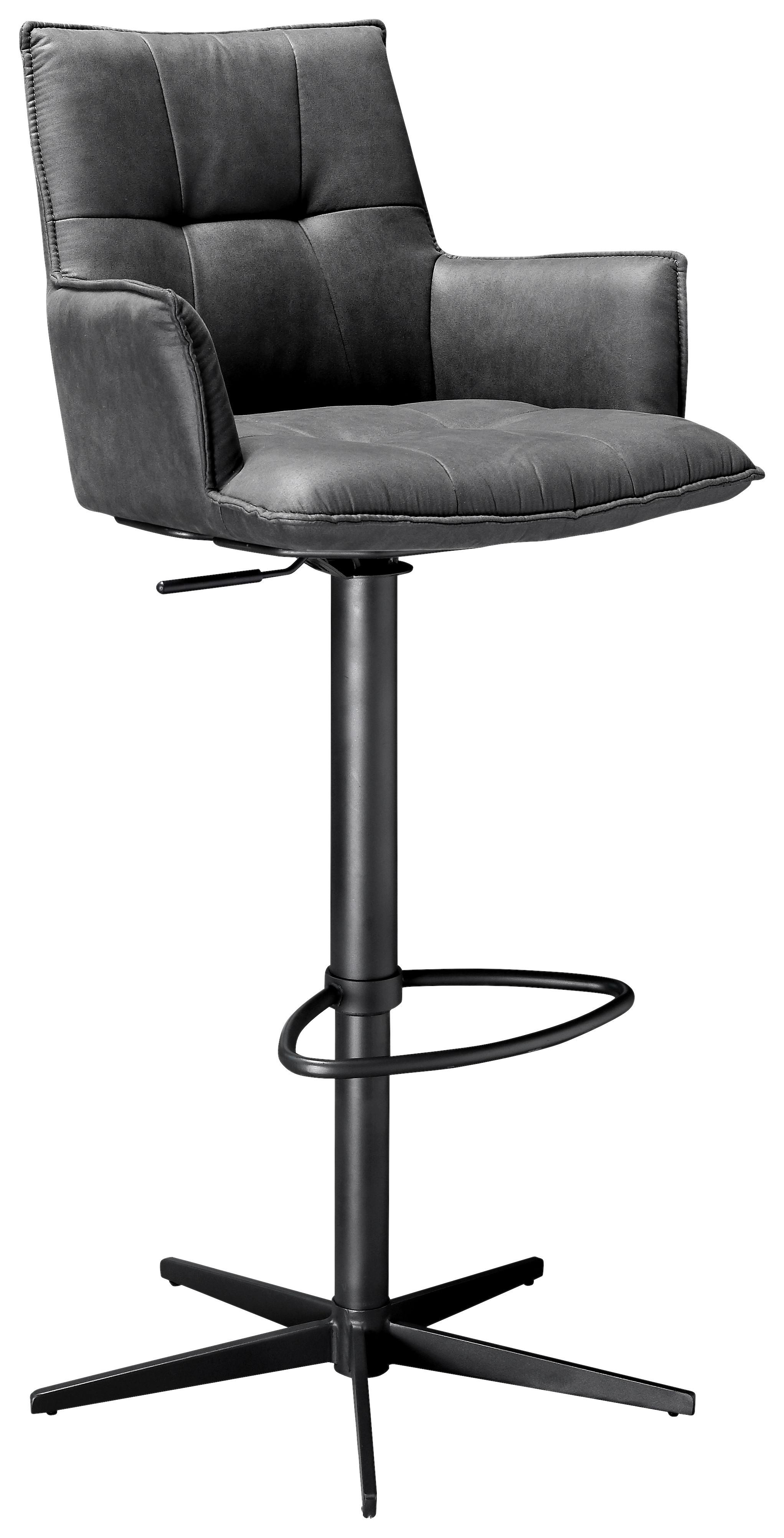 STOŁEK BAROWY OSAKA MOOVE - ciemnoszary/czarny, Design, metal/tkanina (56/110/55cm) - Novel