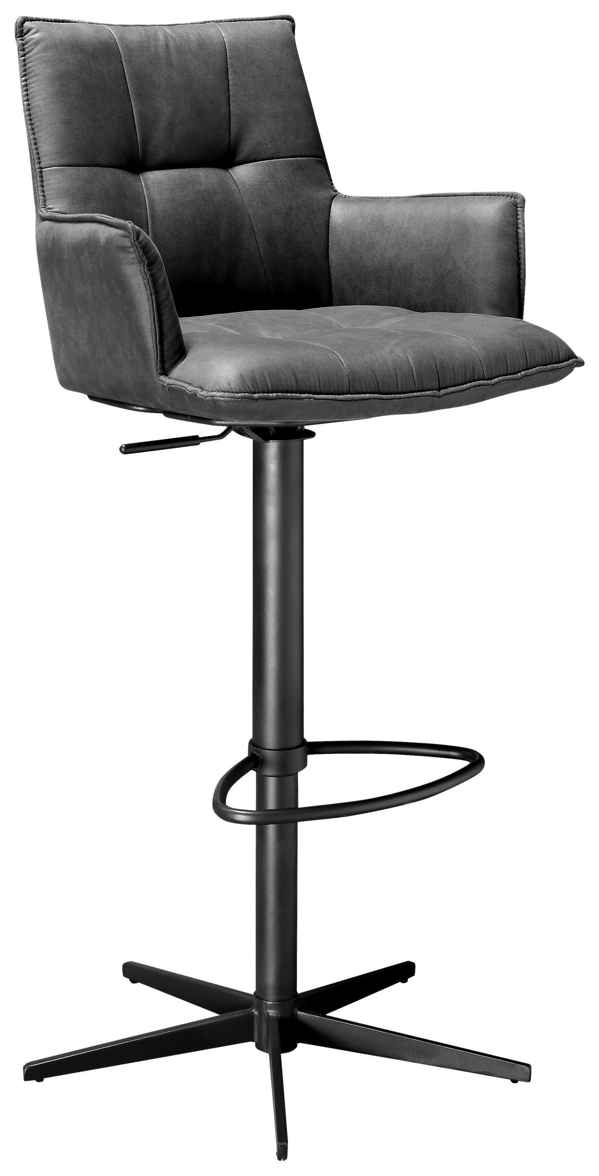 STOŁEK BAROWY OSAKA MOOVE - ciemnoszary/czarny, Design, metal/tkanina (56/110/55cm) - Novel