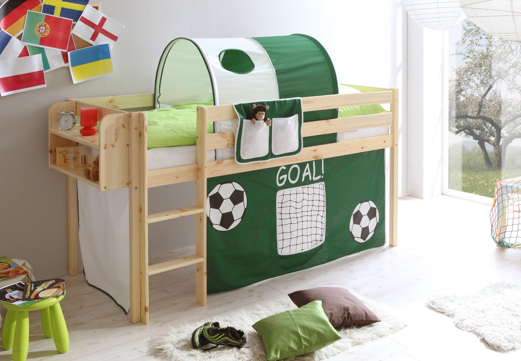Spielbett Holz Malte ca. 90x200 cm Grün - Naturfarben/Grün, Natur, Holz (90/200cm) - MID.YOU