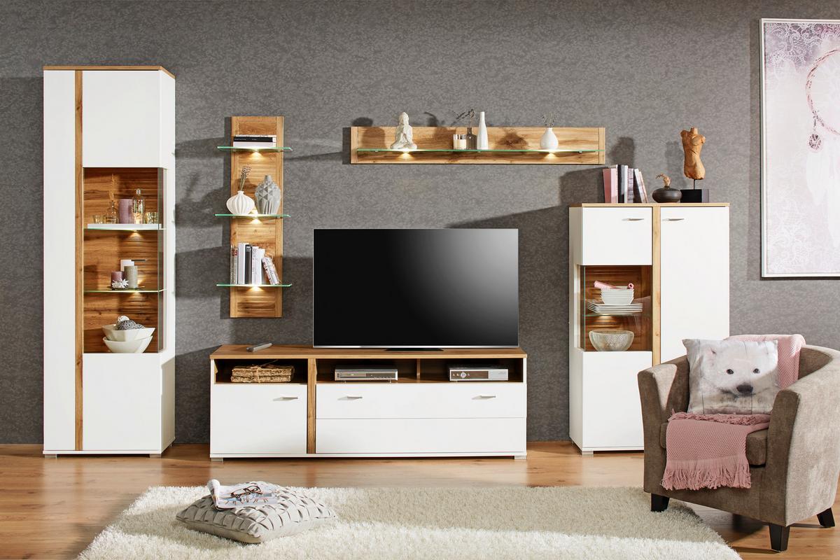 Highboard in Eichefarben - Chromfarben/Weiss, Modern, Holzwerkstoff/Metall (78/131/37cm) - Mömax