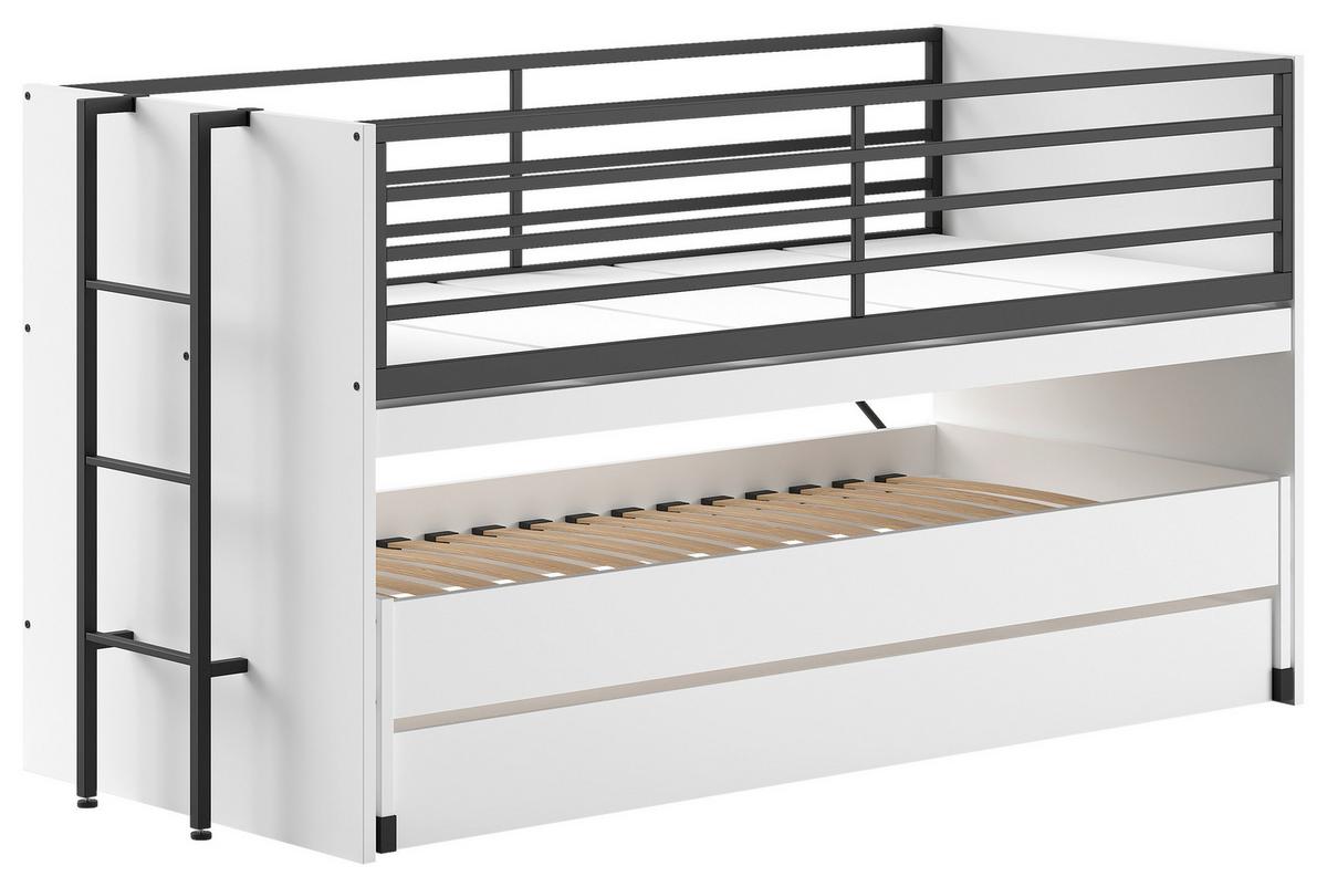 Hochbett Sam Weiß ca. 90x200 cm - Weiß, MODERN, Holzwerkstoff (90/200cm) - Vipack
