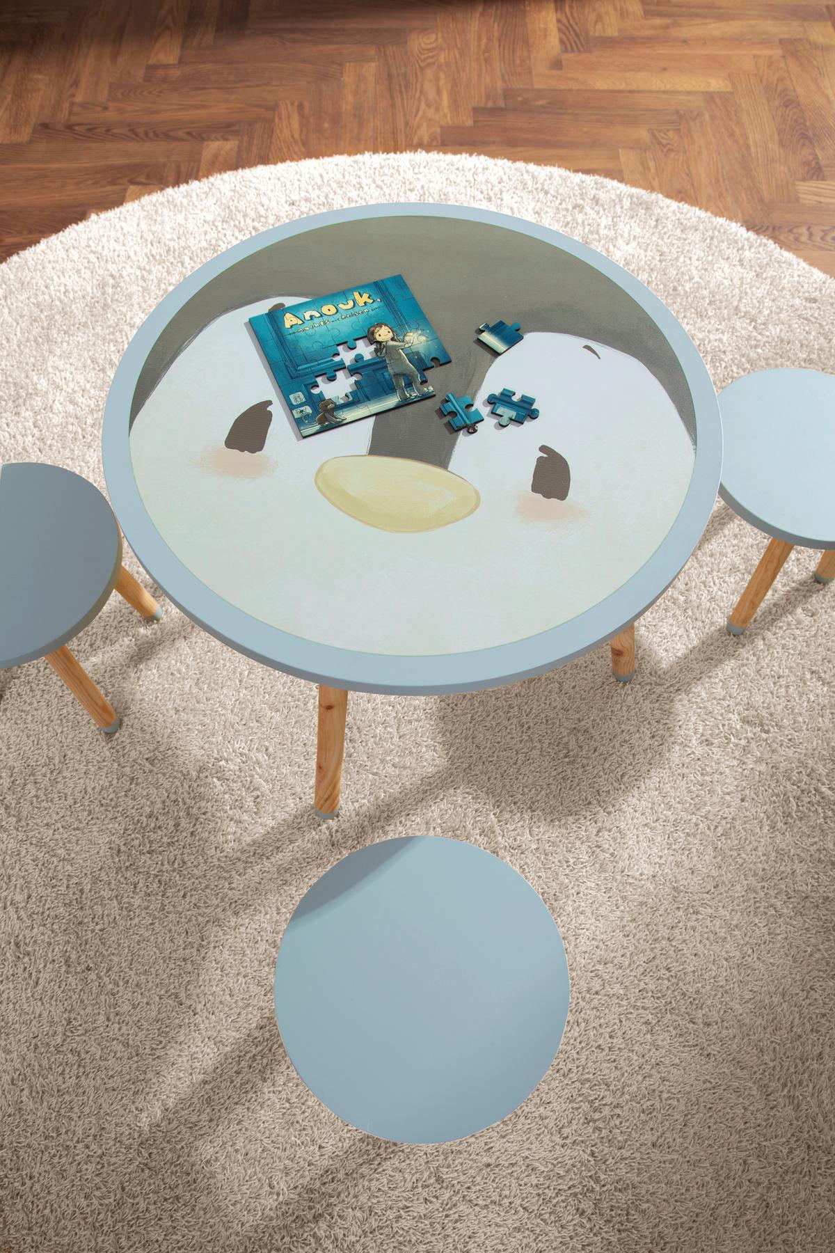 ZESTAW DO SIEDZENIA DLA DZIECI ANOUK - jasnoniebieski, Konventionell, materiał drewnopochodny/drewno