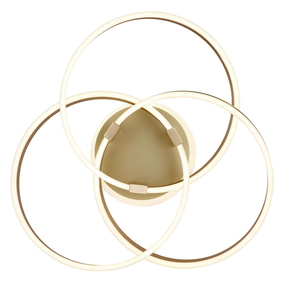 Stropna Led-svetilka Herwig, S Sijalko - zlate barve/opal, Design, kovina/umetna masa (60/57,5/20cm)