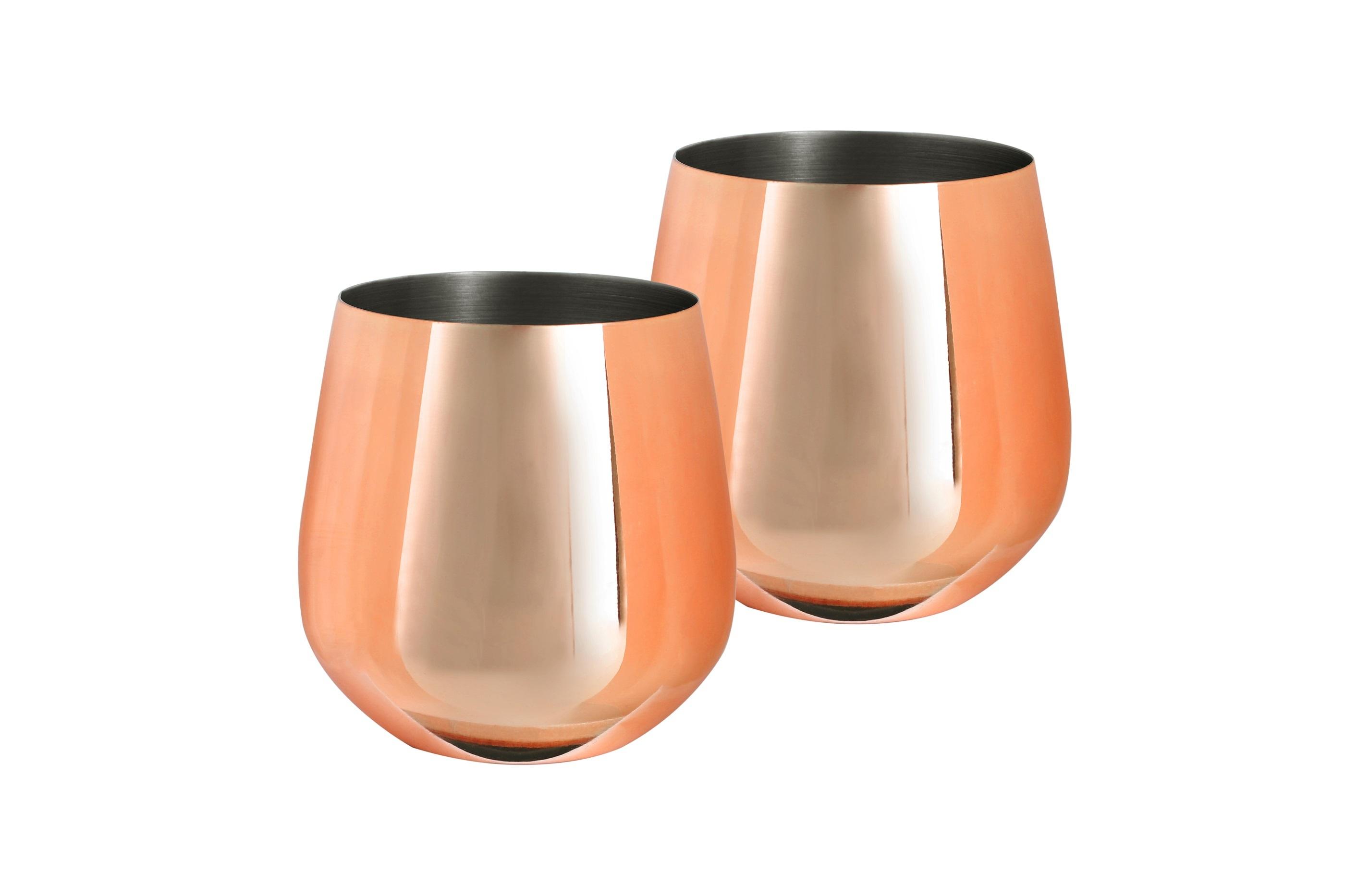 Gläserset Guilio ca. 500ml, 2-teilig - Kupferfarben, MODERN, Metall - Echtwerk