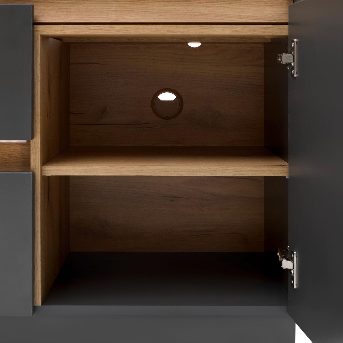 TV-Element Samu Anthrazit/Eichefarben - Eichefarben/Anthrazit, MODERN, Holzwerkstoff/Kunststoff (180/74/40cm) - Mömax