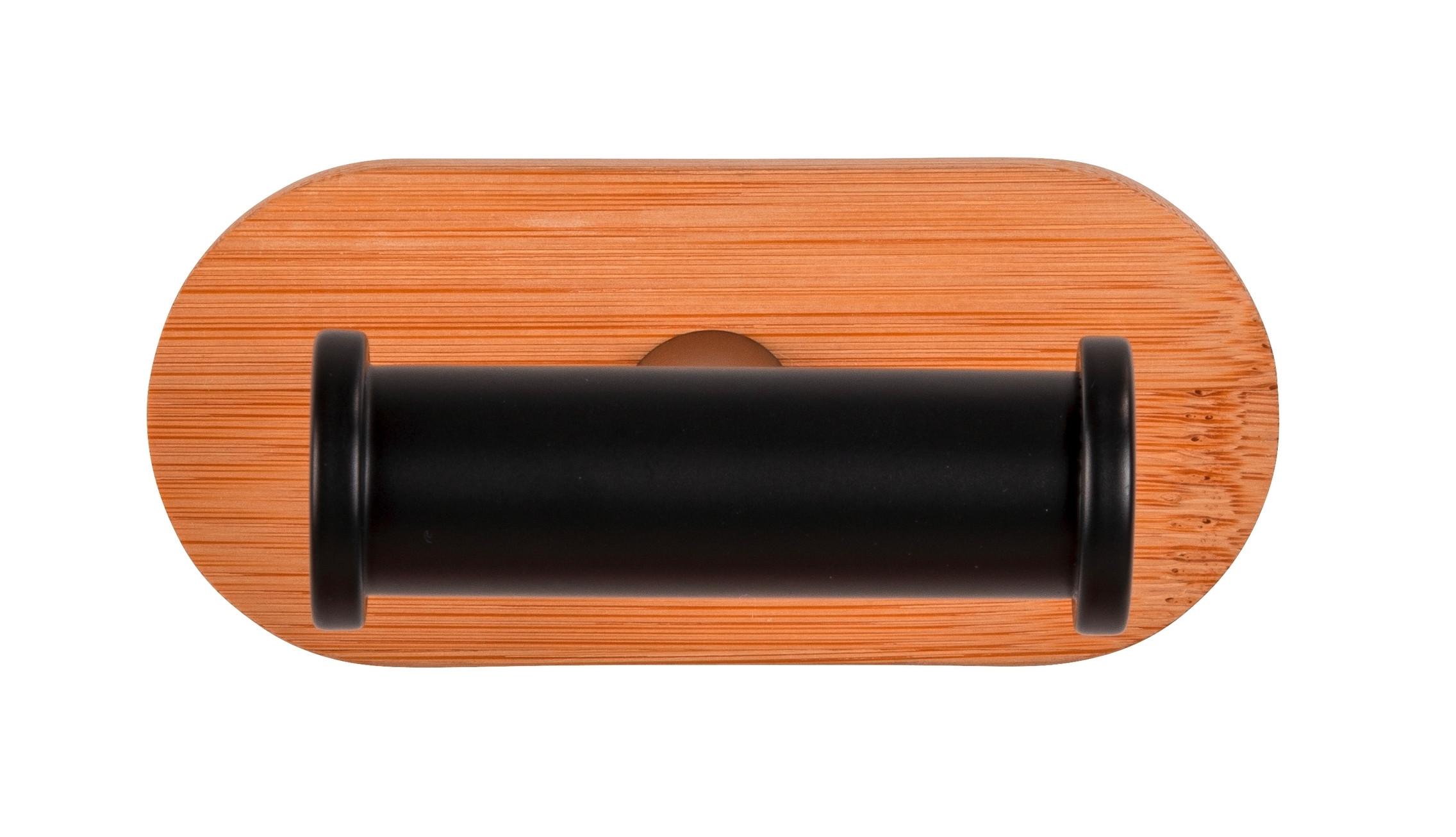 Törölközőtartó Orea Bamboo - natúr/fekete, Modern, fa/fém (10/4,5/7cm) - Mömax
