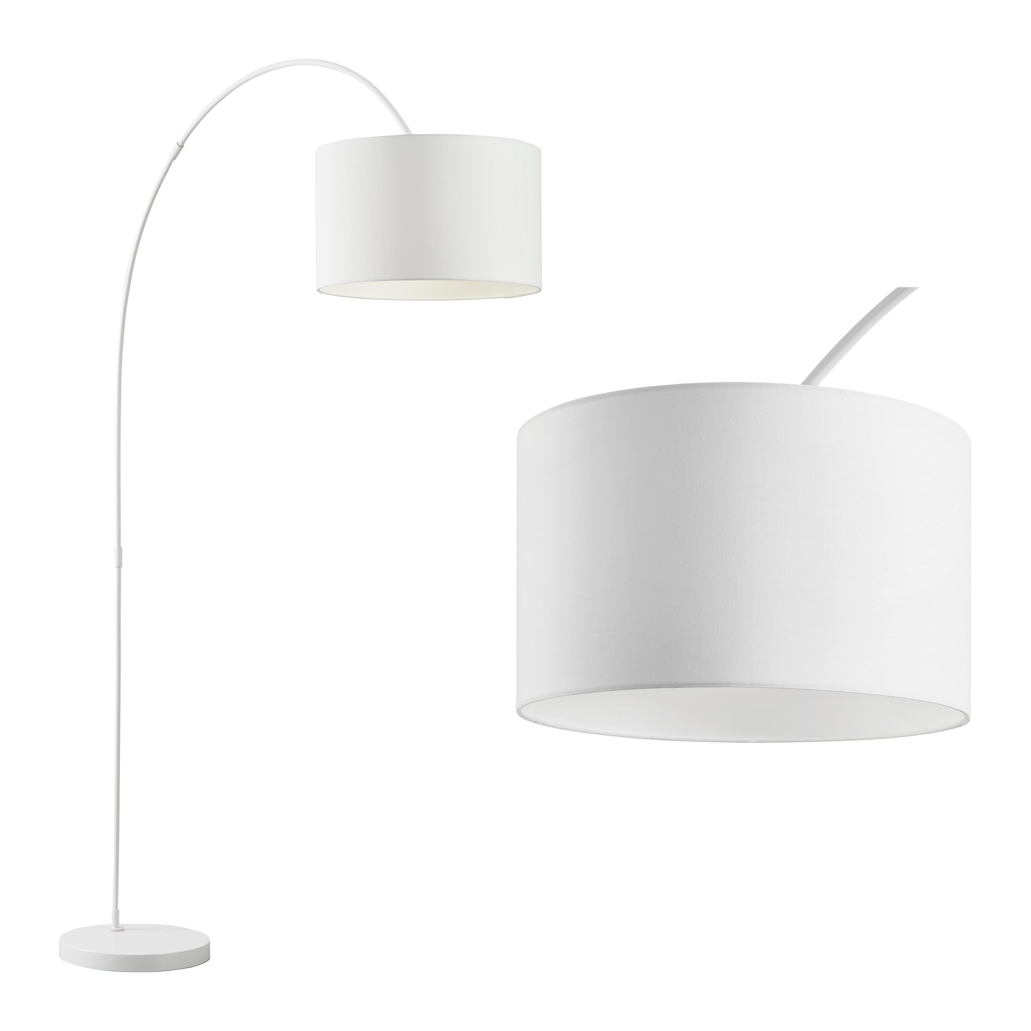 STEHLEUCHTE max. 40 Watt 'Maddison' - Weiß, MODERN, Textil/Metall (40/187/40cm) - Bessagi Home