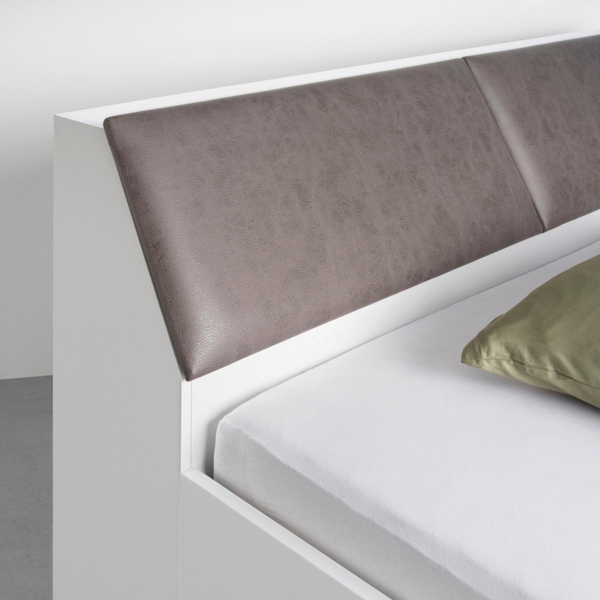 Stauraumbett in Weiss ca. 180x200cm - Weiss/Grau, Konventionell, Holzwerkstoff/Textil (180/200cm) - Mömax