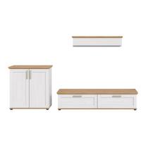 Dnevni Regal Verona, Bela, Barva Macesna, 3-Delni - srebrne barve/črna, Design, umetna masa/leseni material (260/151/40cm) - Livetastic