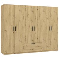 Drehtürenschrank Milos Eiche Artisan - Schwarz/Eiche Artisan, Modern, Holzwerkstoff/Kunststoff (270/210/54cm) - Mömax