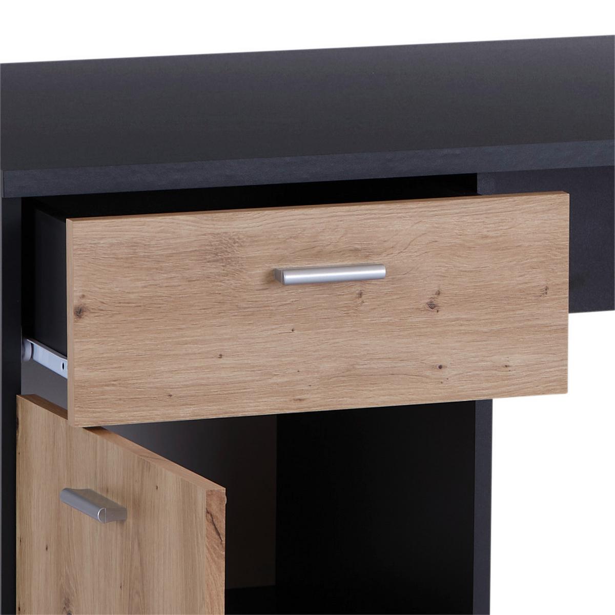 Pisalna Miza Simon, Antracit, Barva Hrasta - barve aluminija/antracit, Moderno, umetna masa/leseni material (120/75,5/60cm) - Mömax